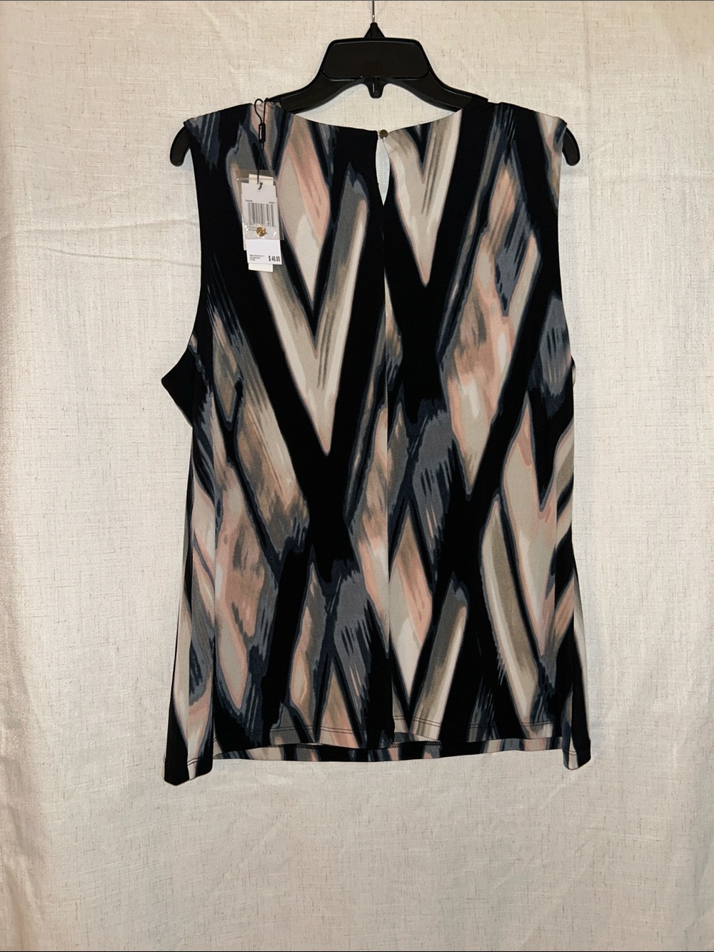 Tahari Black and Blush Abstract Print Sleeveless Camisole - Picture 2 of 3